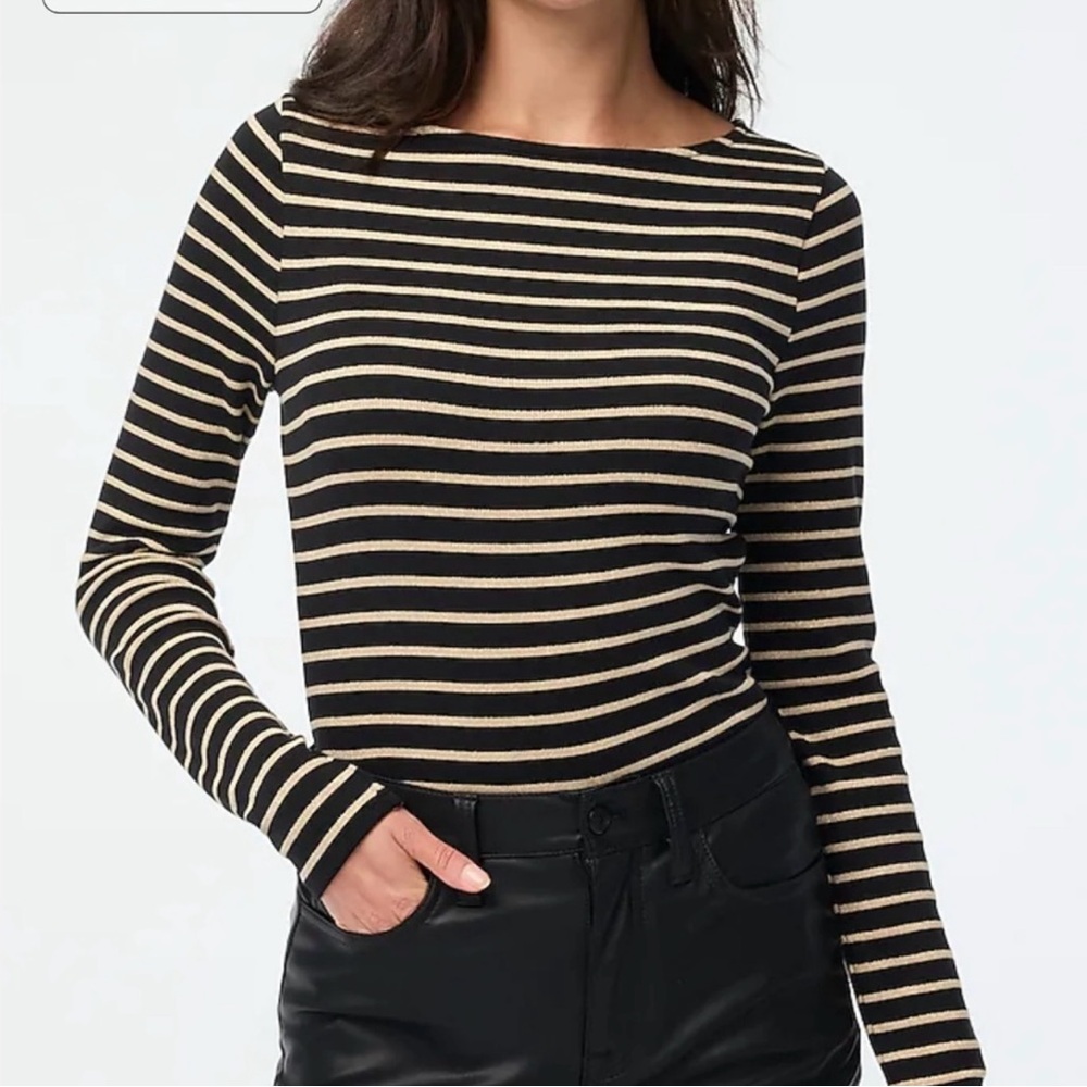 J. Crew Metallic striped boatneck tee